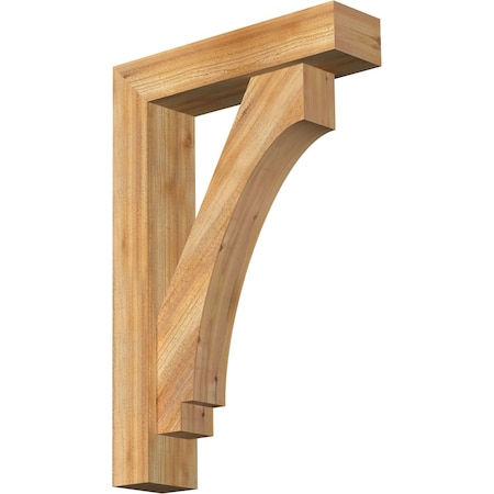 Ekena Millwork Imperial Block Rough Sawn Bracket w/ Offset Brace, Western Red Cedar, 6"W x 24"D x 36"H BKT0604X24X36IMP05RWR